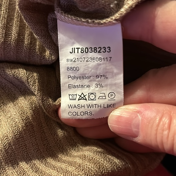 Shein brown tan knit shirt cuff sleeves and ruffle bottom size small - Picture 4 of 4